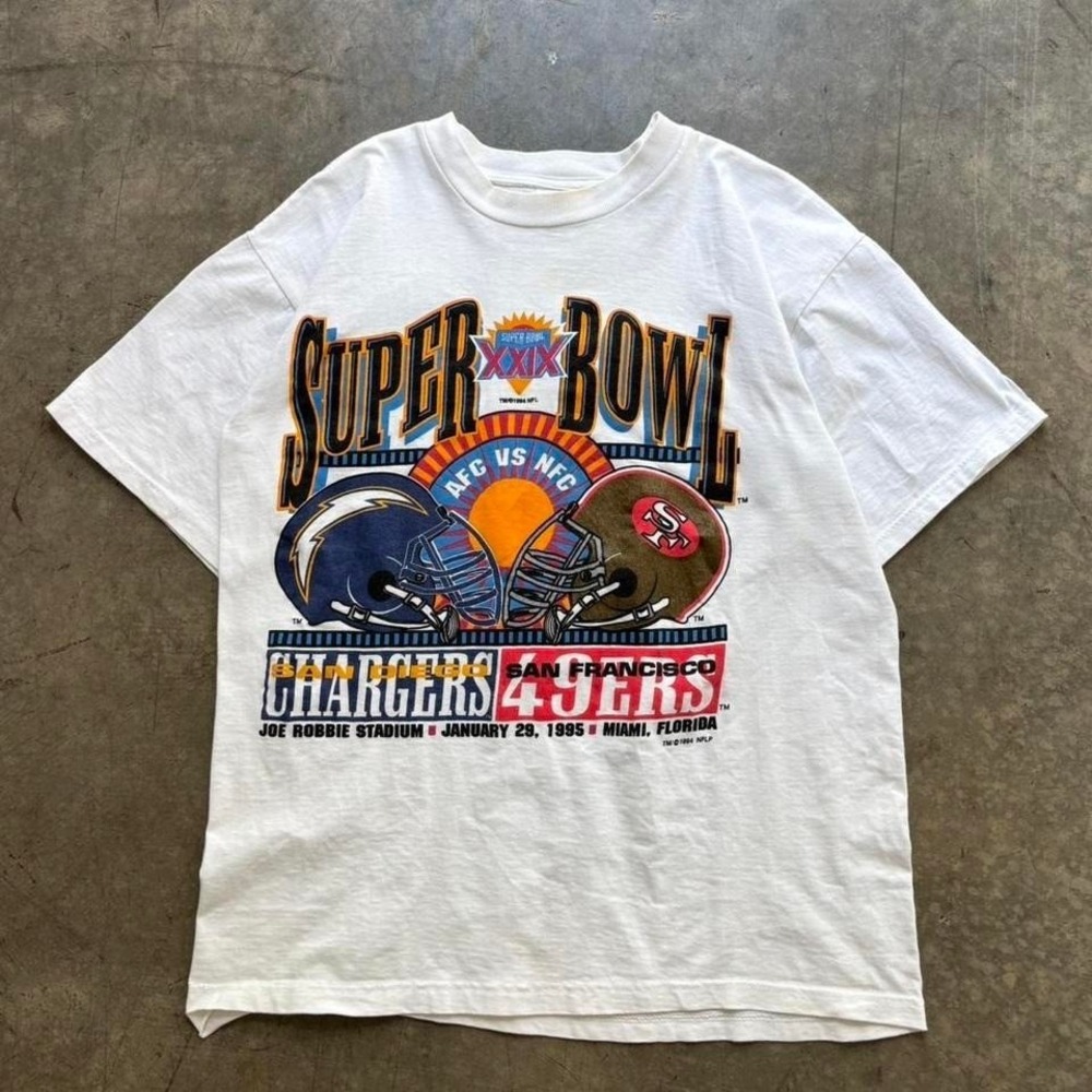 Vintage Logo 7 90's 1995 Super Bowl XXIX Chargers San Fransisco 49ers Size L